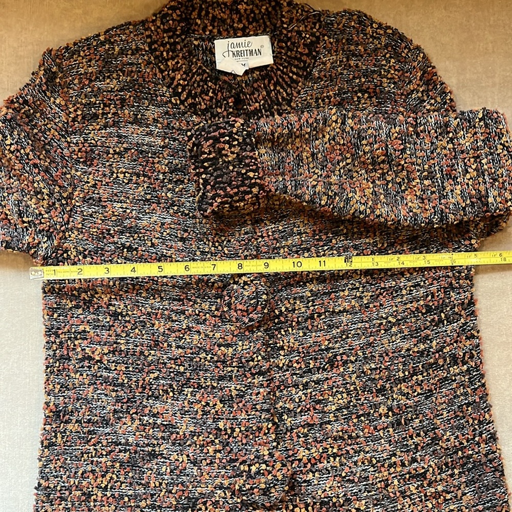 Jamie Kreitman New York Boucle Knit Cardigan Sweater Medium USA Tweed Fall - Picture 12 of 13